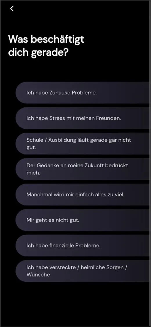 Beratungsfinder: Was beschäftigt dich gerade? Mit auswählbaren Anliegen